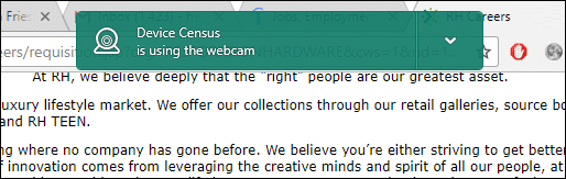 Device Census использует веб-камеру - что это?