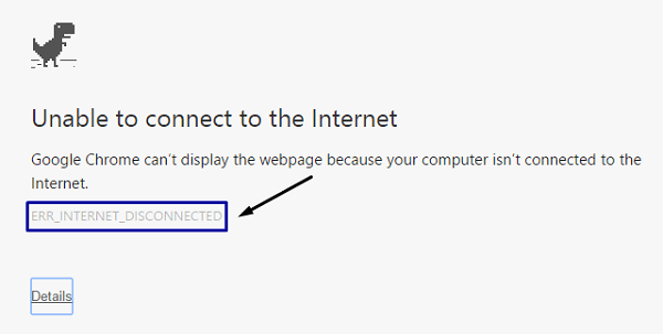 ERR_INTERNET_DISCONNECTED потеряно соединение с интернетом