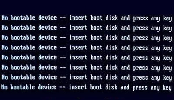 No bootable device insert boot disk and press any key, как исправить